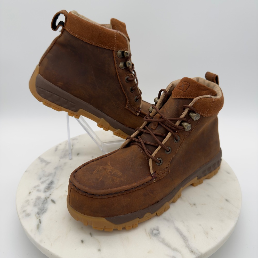 Twisted X Alloy Toe Work Boots Men 7.5 Brown Leather WXCA001 Moc Toe Safety Shoe